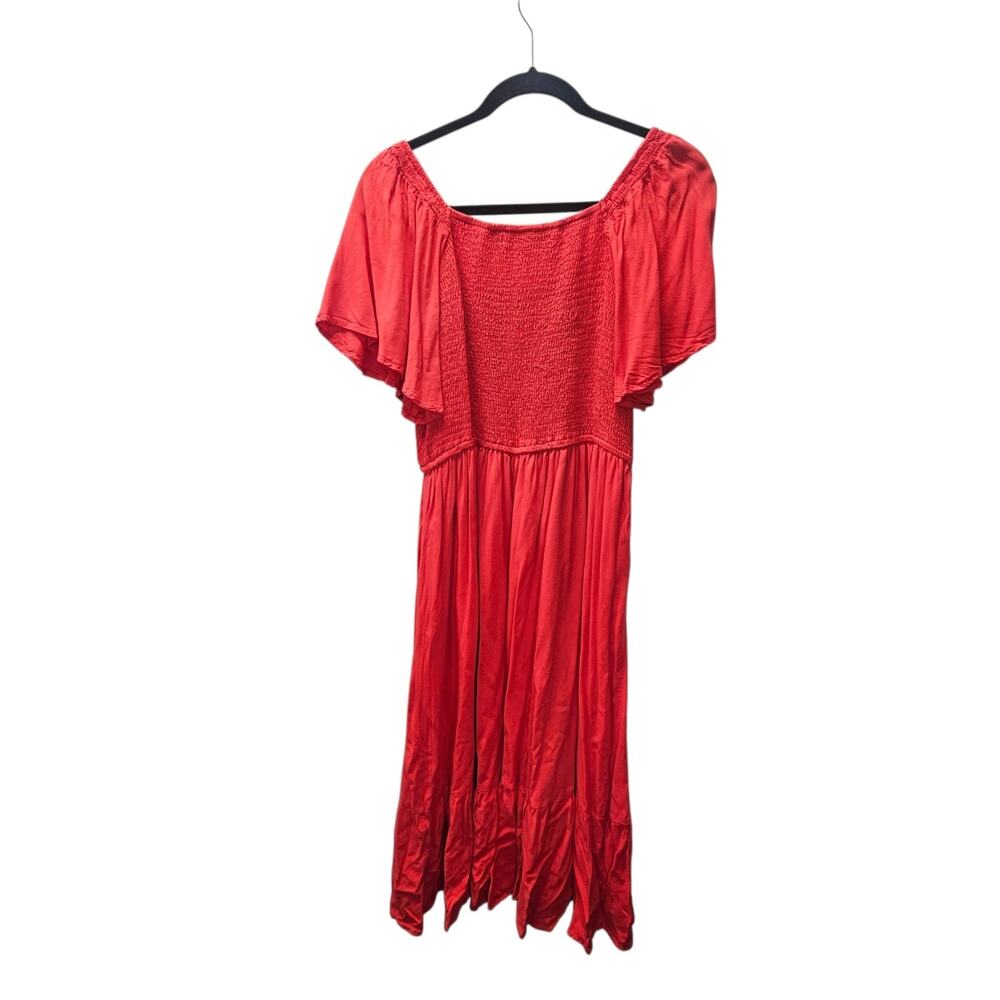 Merokeety Smocked Off The Shoulder Tiered Red Dress Large Ruffle Summer